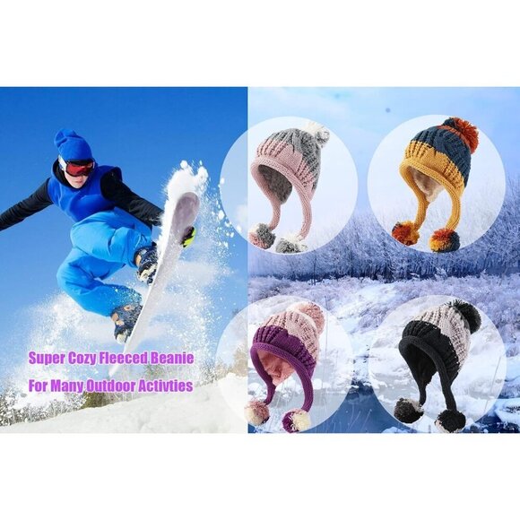 Women Winered Winter Peruvian Cover Ears Beanie Hat Ear Flaps Sherp Ski Snow